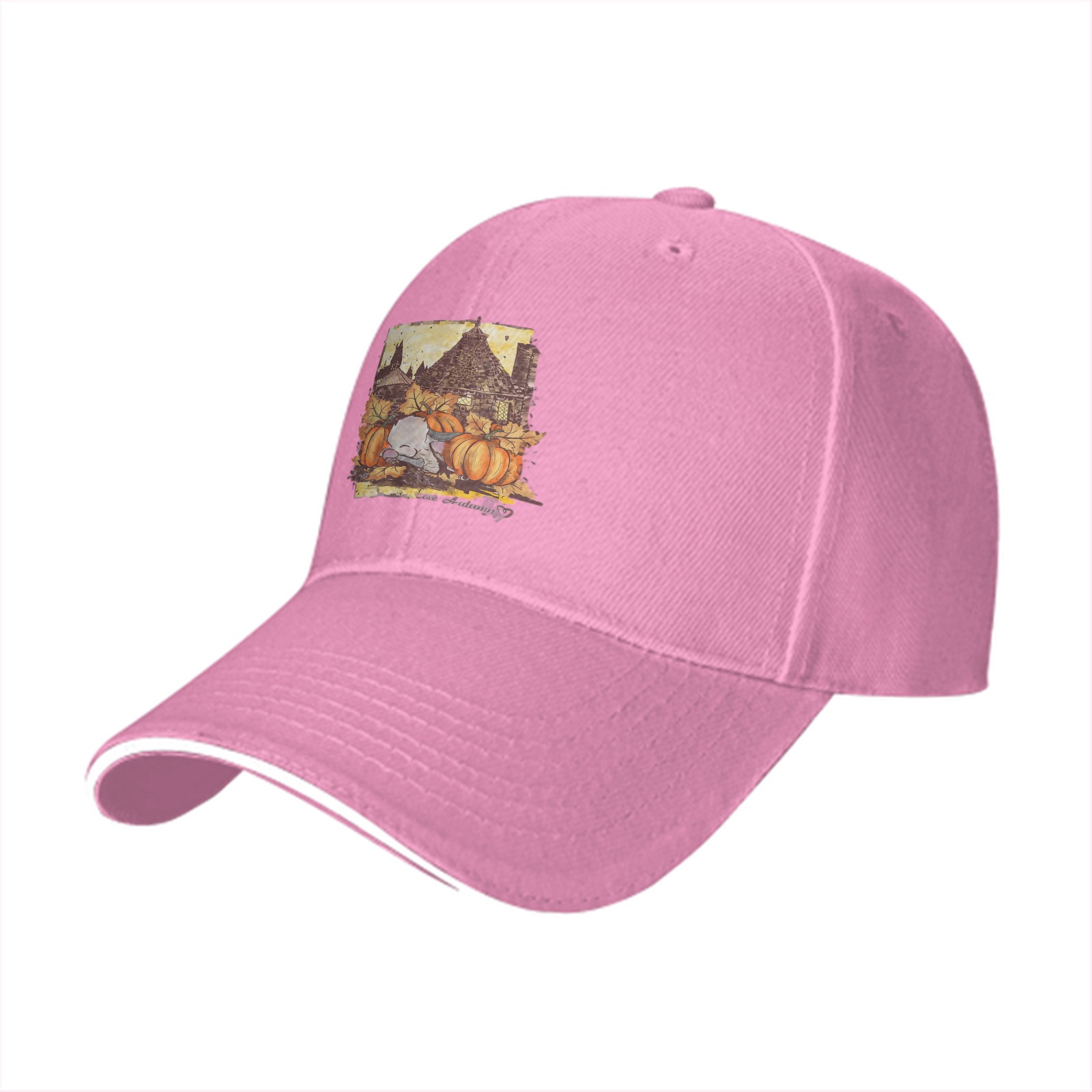 Black Baseball Cap With Autumn Pumpkin Farmhouse Graphic