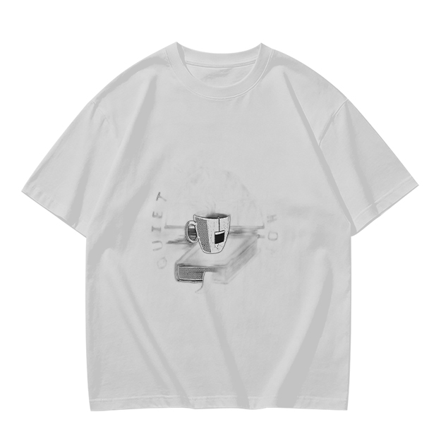 Olive Green Crewneck T-Shirt With Coffee Cup Graphic Print