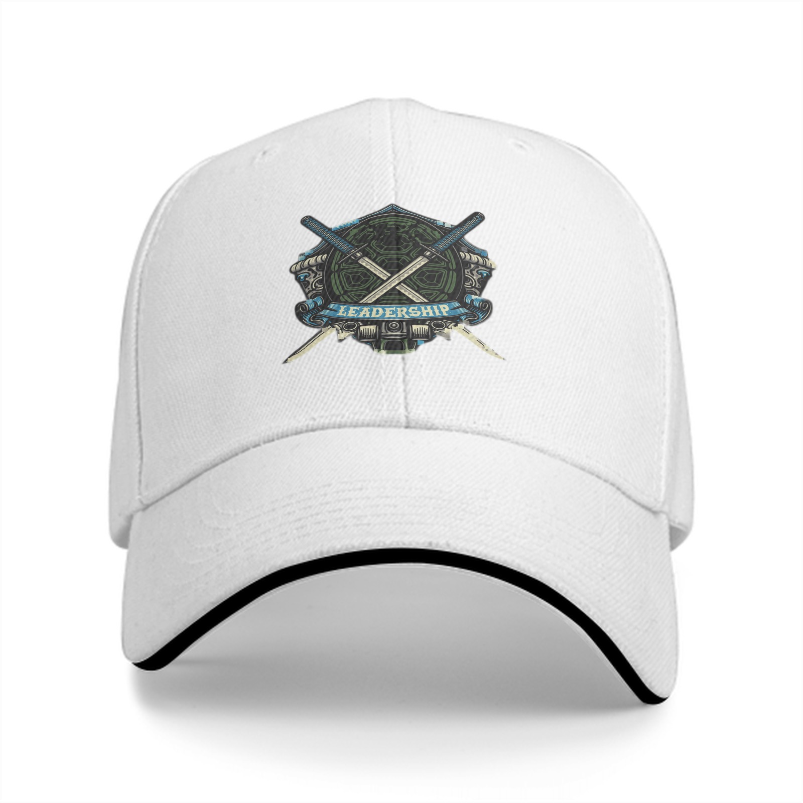 Black Baseball Cap With Crossed Swords Leadership Emblem