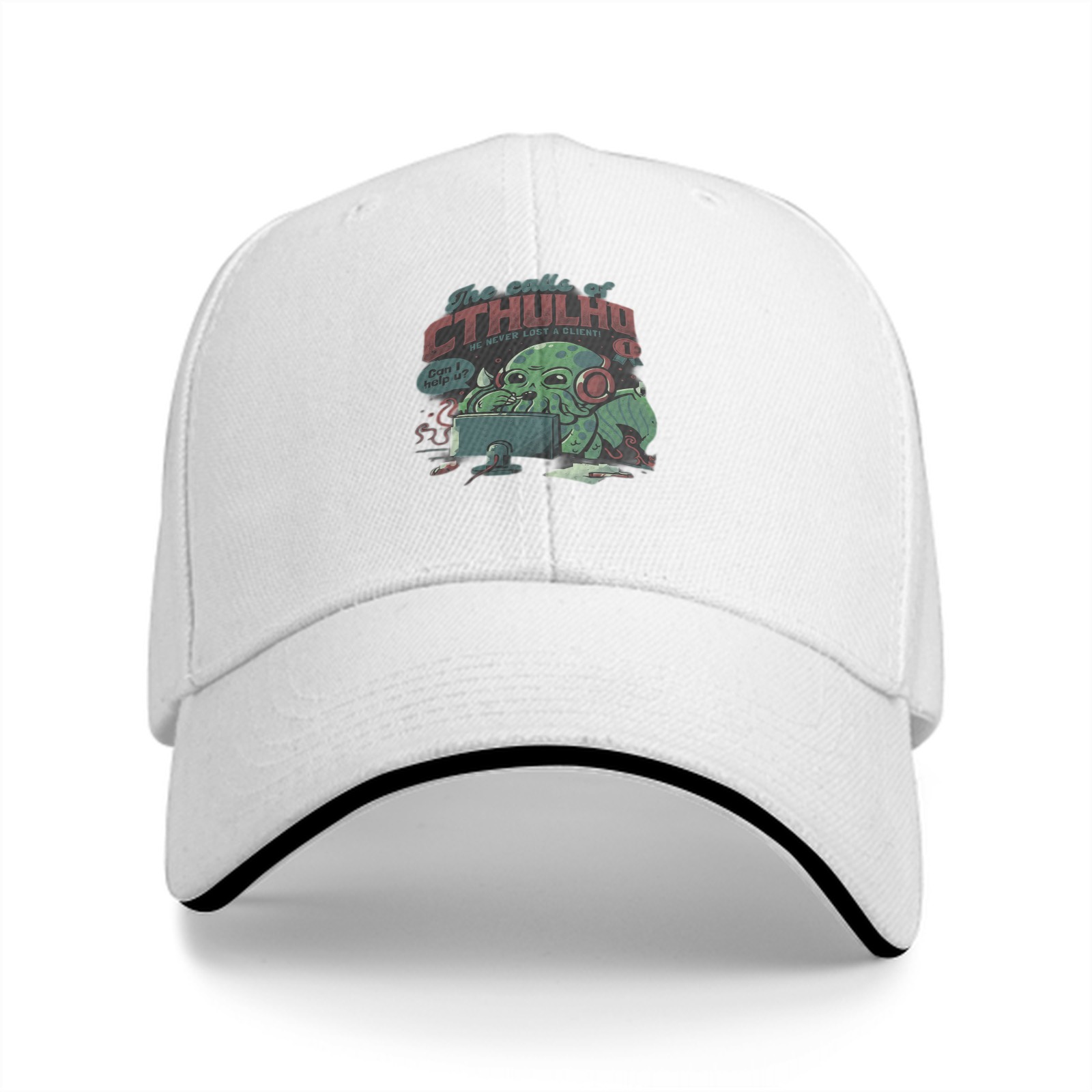 Black Baseball Cap With Cthulhu Gamer Graphic Print