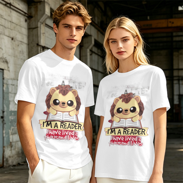 Hedgehog Reading Book I'm A Reader Thousand Lives T-Shirt