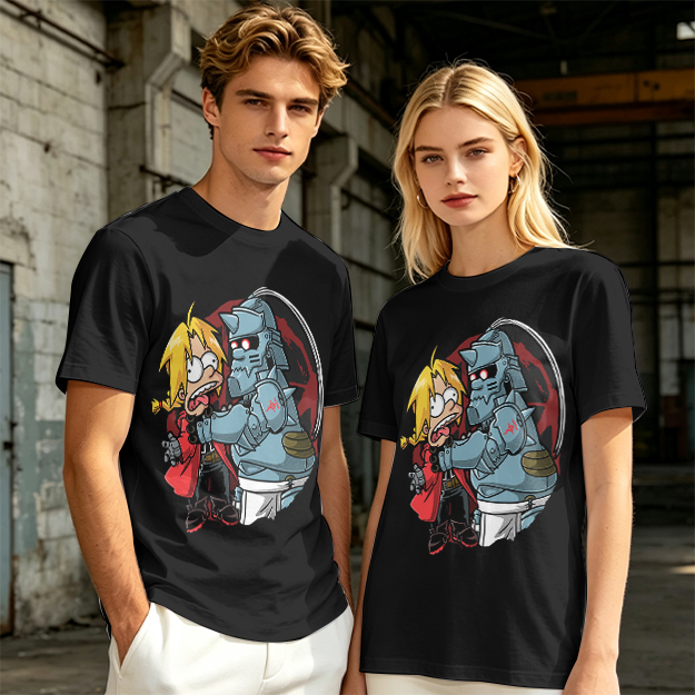 Fullmetal Alchemist Elric Brothers Cartoon Graphic T-Shirt