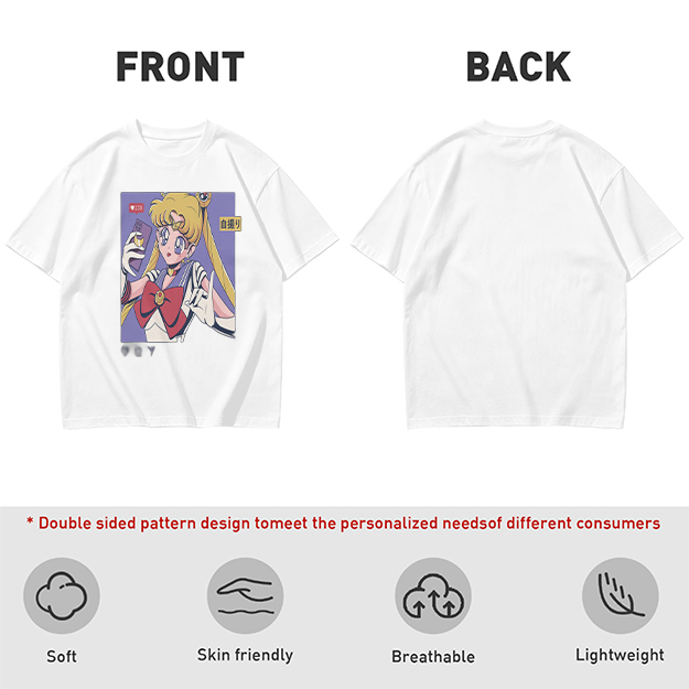 Olive T-shirt with Sailor Moon Selfie Anime Print
