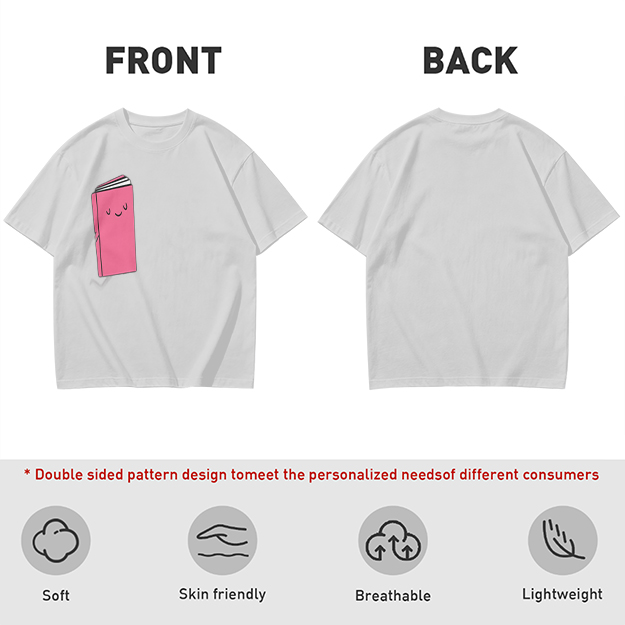 Olive Green T-Shirt With Cute Smiling Pink Book Graphic