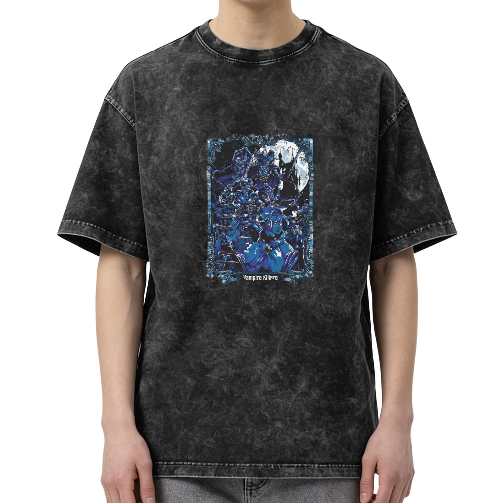 Vampire Killers Graphic Washed Black Oversized T-Shirt