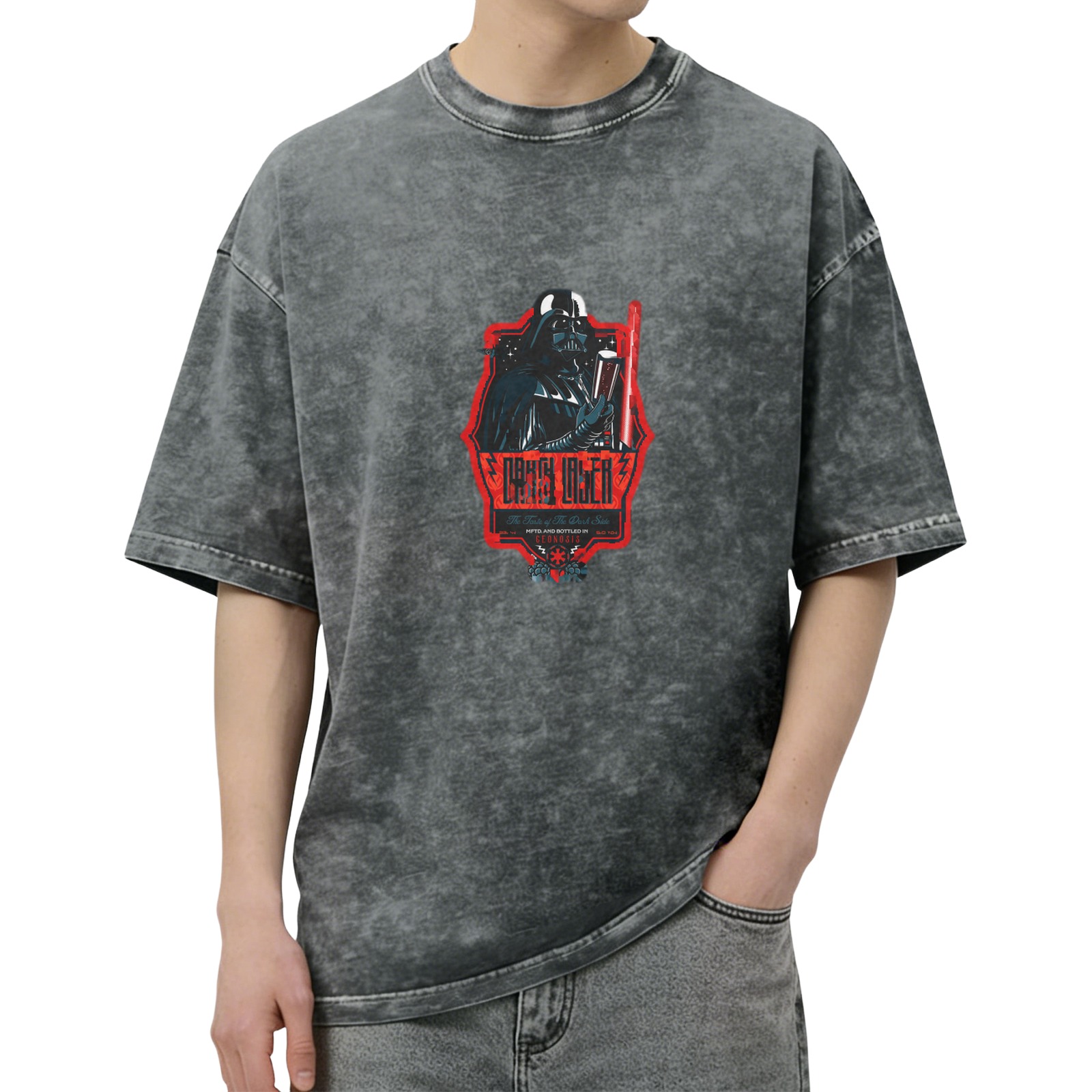 Darth Vader Graphic Dark Wash Cotton T-Shirt