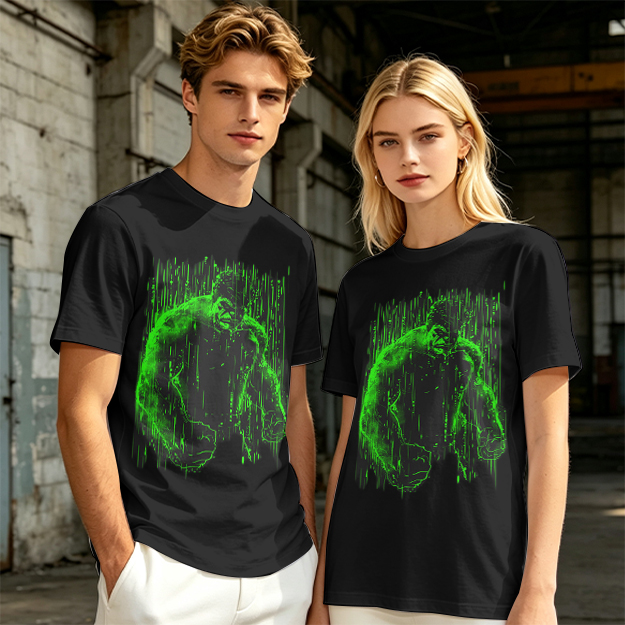 Olive Green T-Shirt With Glowing Green Hulk Graphic Print