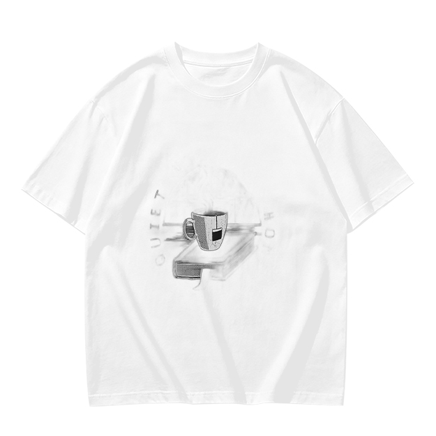 Olive Green Crewneck T-Shirt With Coffee Cup Graphic Print