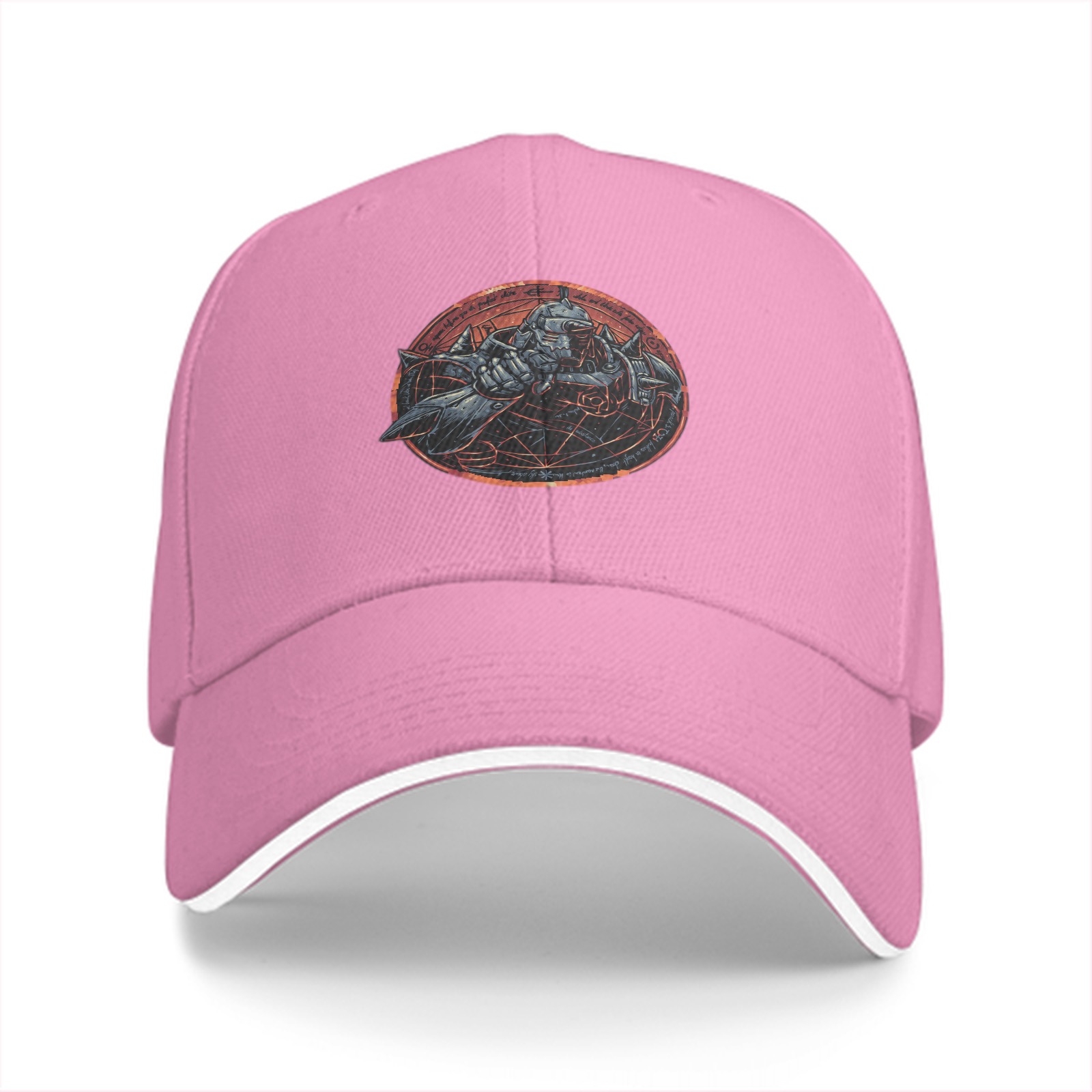 Black Baseball Cap With Armored Alchemist Character Print