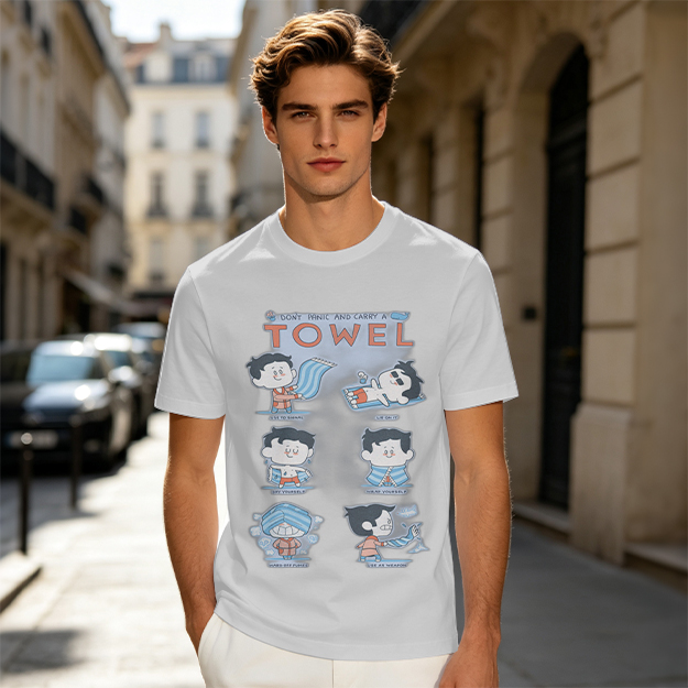 Olive T-Shirt With Cartoon Towel Themed Graphic Print