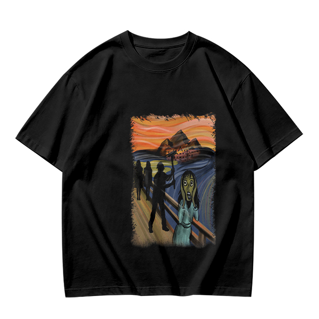 Olive T-shirt with The Scream Parody Art Print