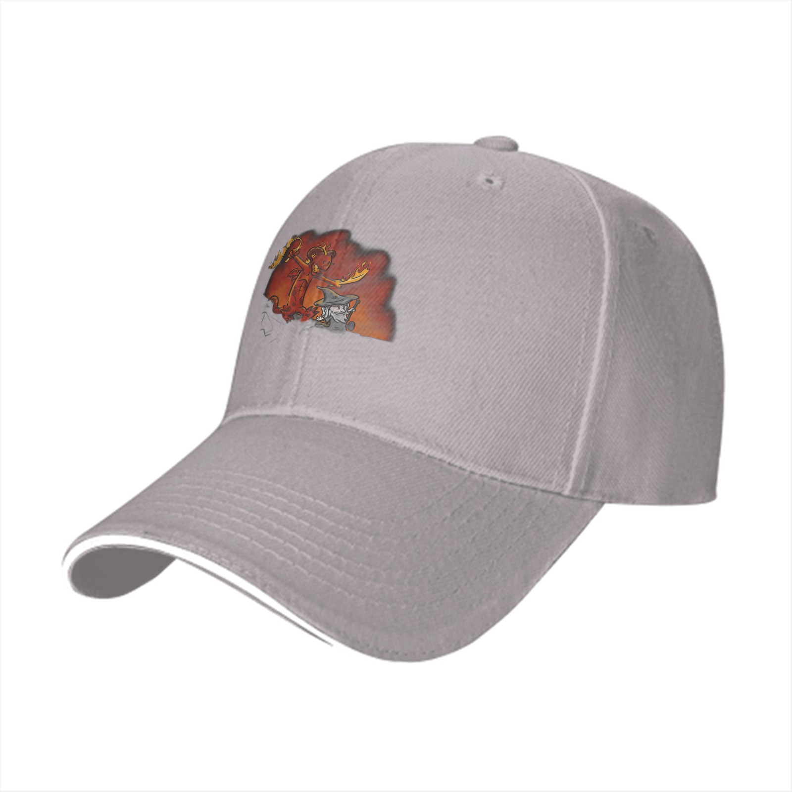 Black Baseball Cap With Fire Elemental And Wizard Graphic