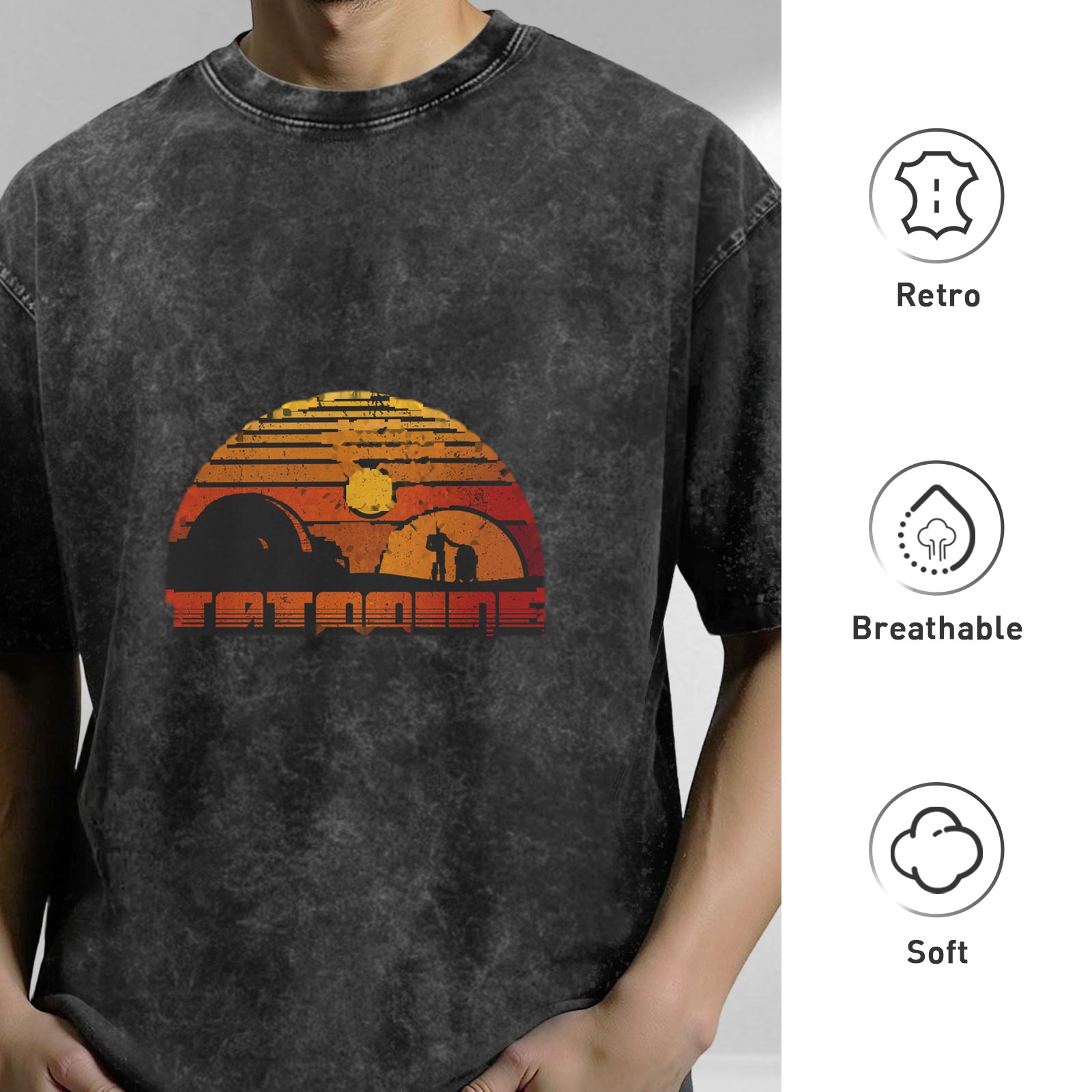 Star Wars Tatooine Sunset Graphic Vintage Wash T-Shirt