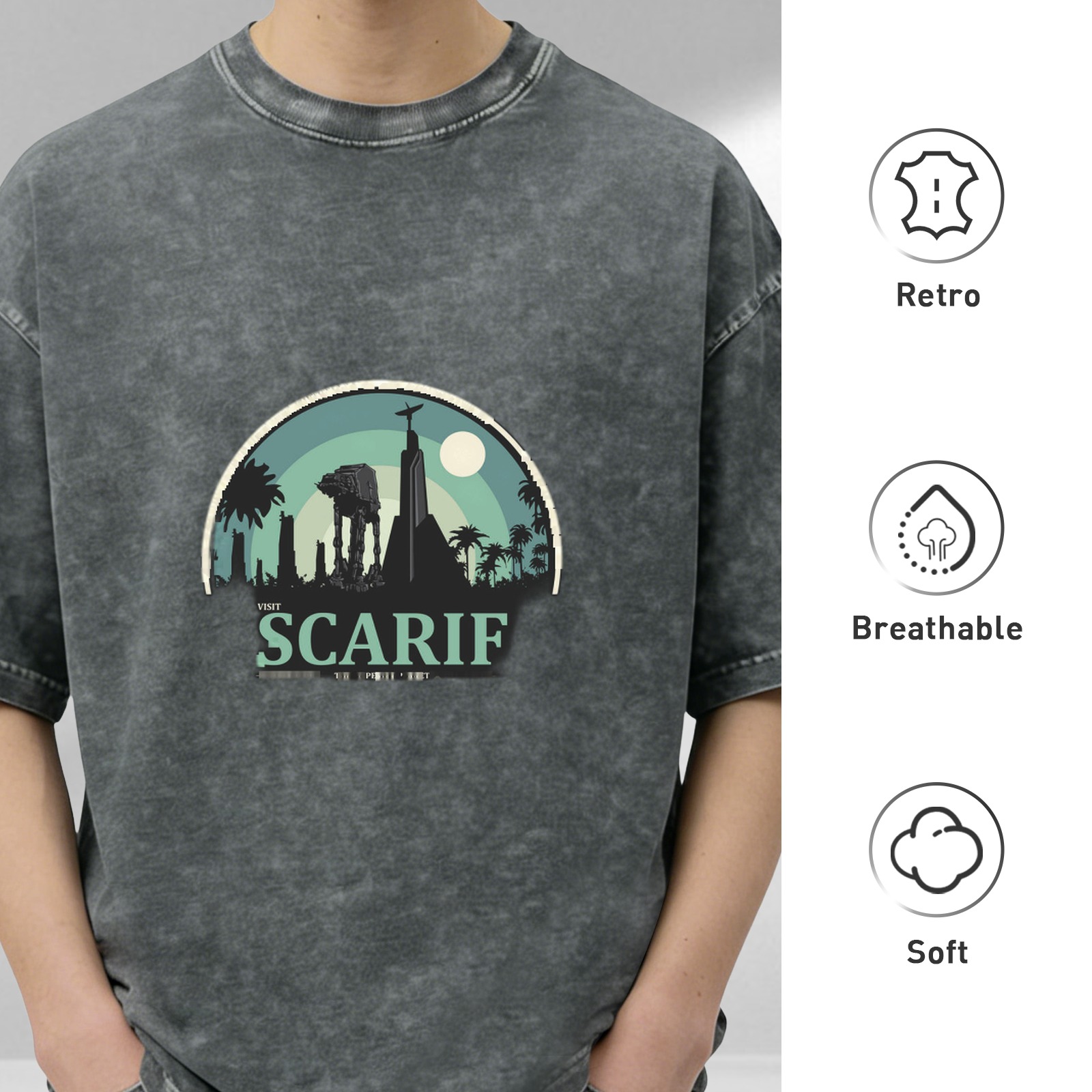Visit Scarif Star Wars Graphic Acid Wash T-Shirt