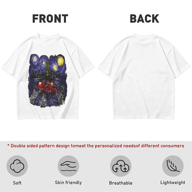 Olive T-Shirt with Starry Night Superhero Cityscape Art Print