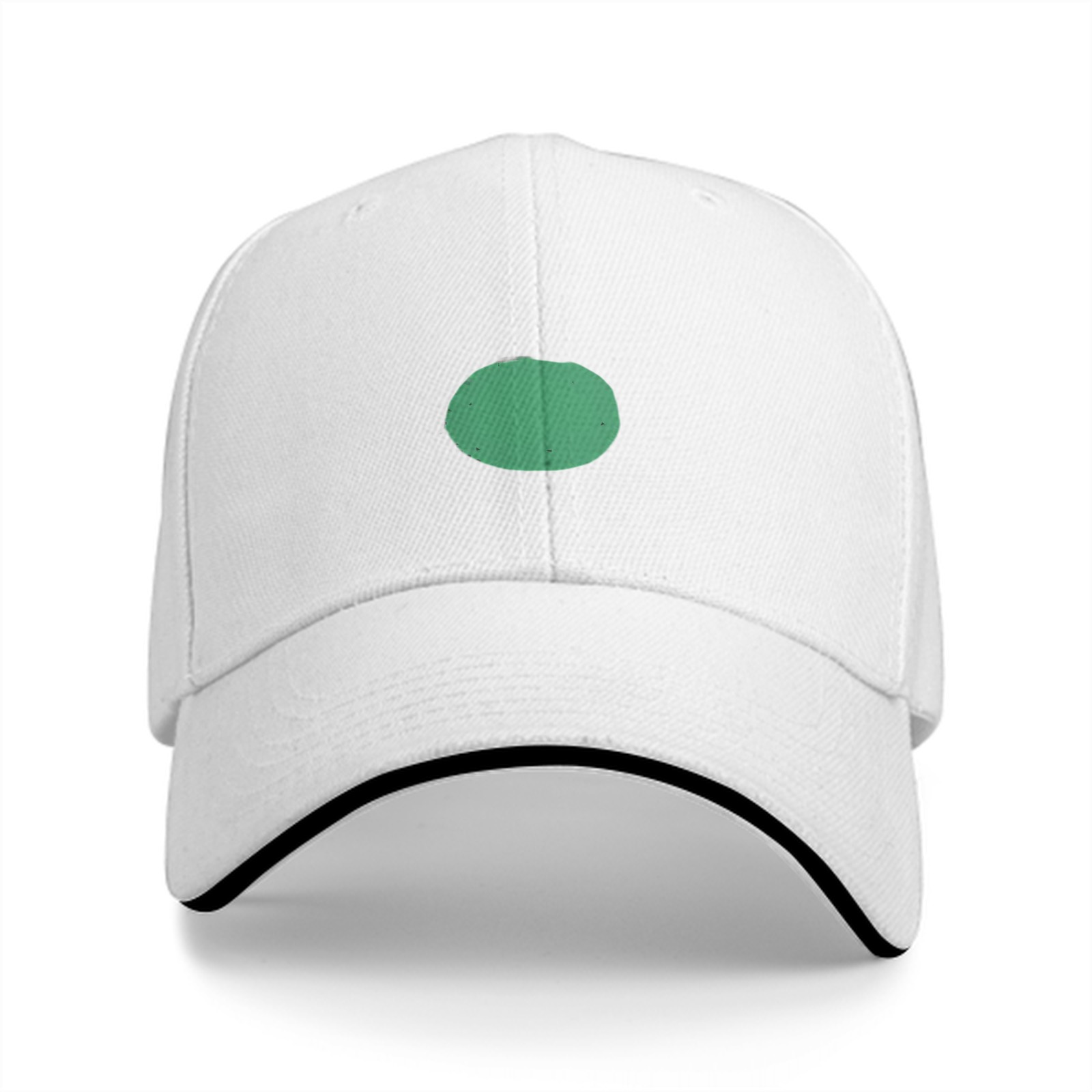 Black baseball cap with green circular front design