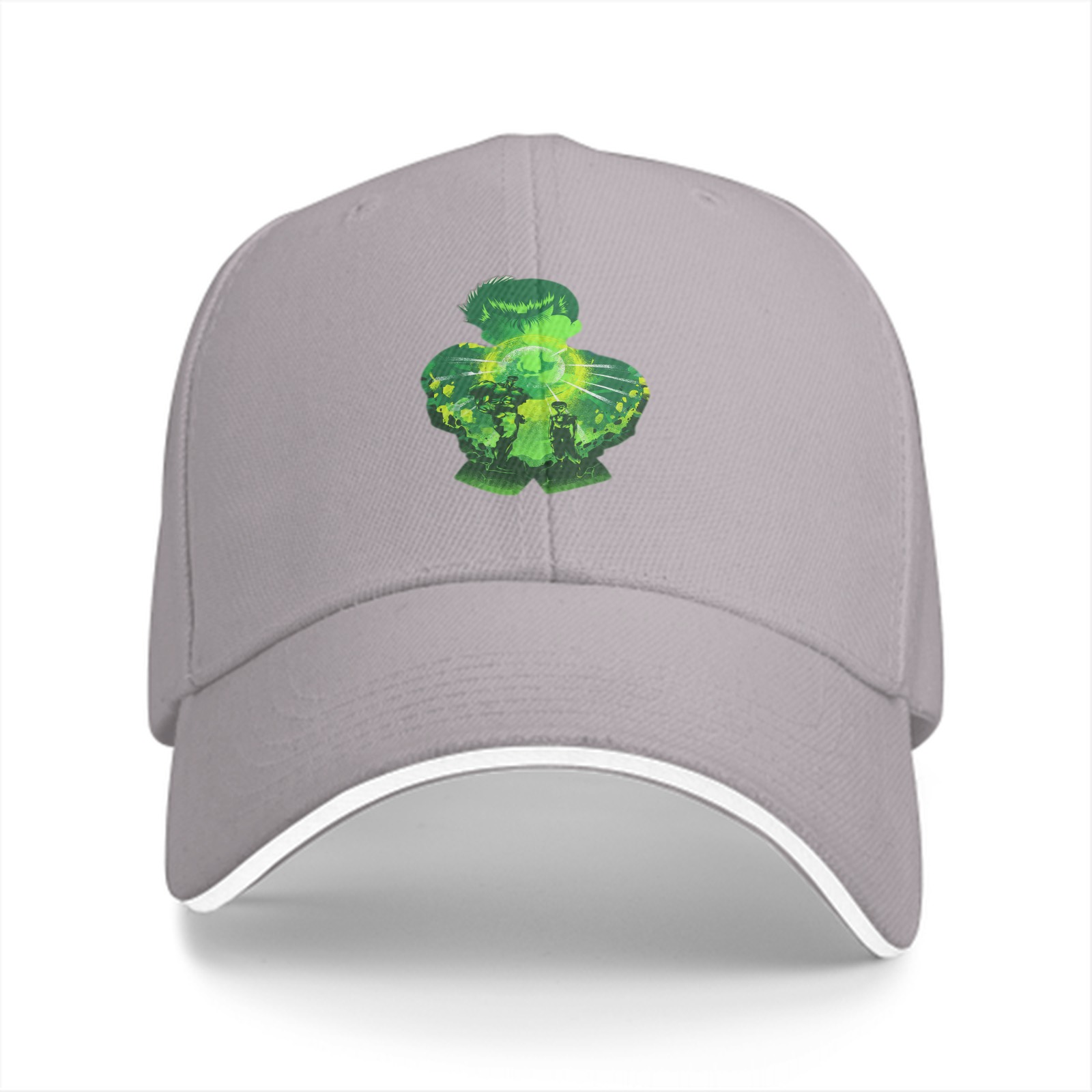 Black Baseball Cap With Green Clover Superhero Silhouette Art