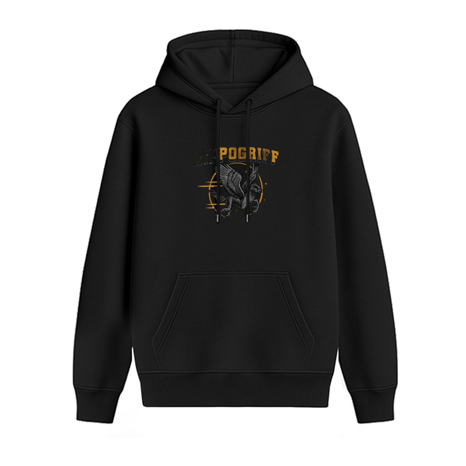 Black Hoodie with Thestral Griffin Graphic Print