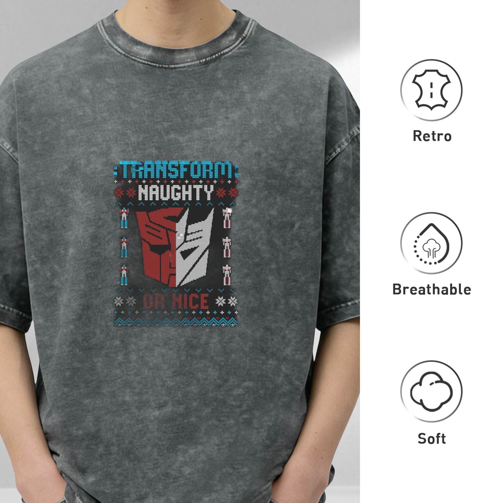 Transform Naughty Or Nice Transformers Ugly Christmas T-Shirt