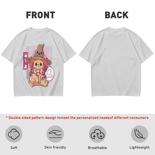 Olive T-Shirt With Cute Lion Wizard Graphic Print
