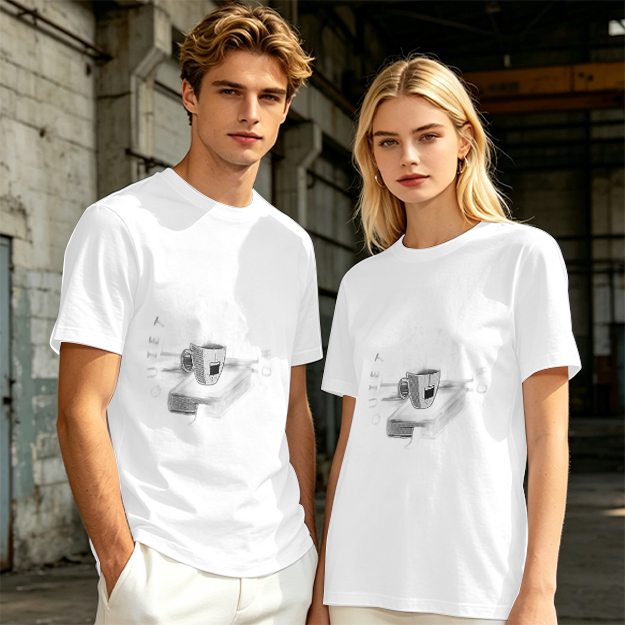 Olive Green Crewneck T-Shirt With Coffee Cup Graphic Print