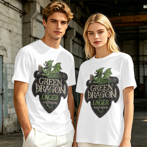 Green Dragon Lager Graphic Olive T-Shirt