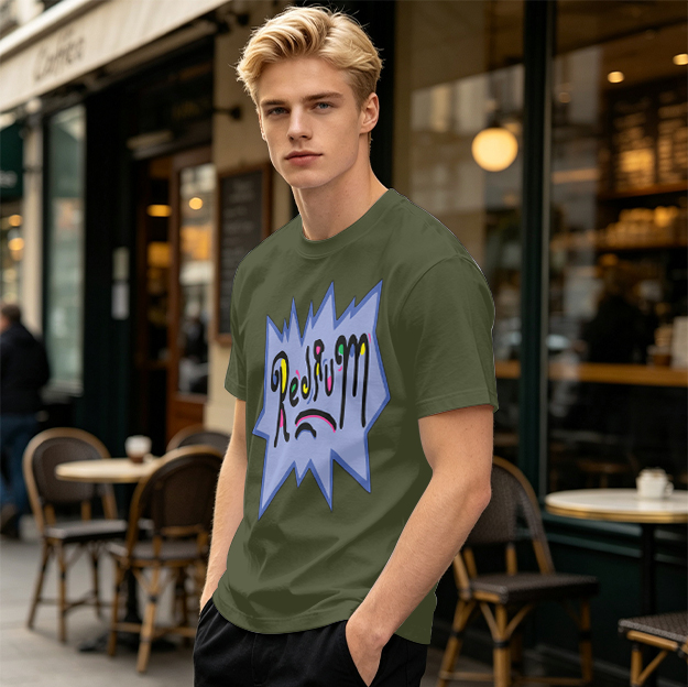 Olive Green T-Shirt With Playful Redrum Graphic Print