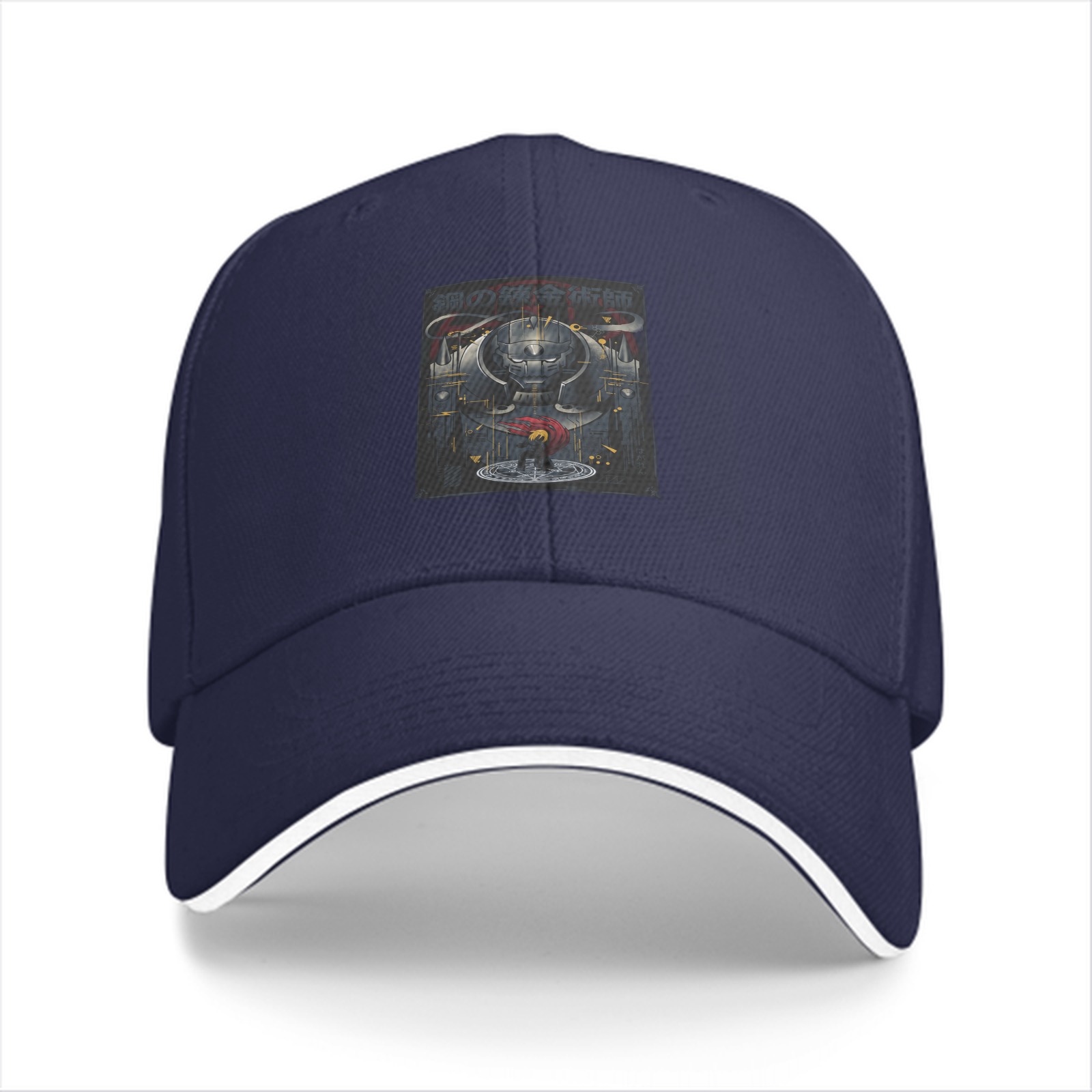 Black Baseball Cap With Sci-Fi Robot Graphic Print