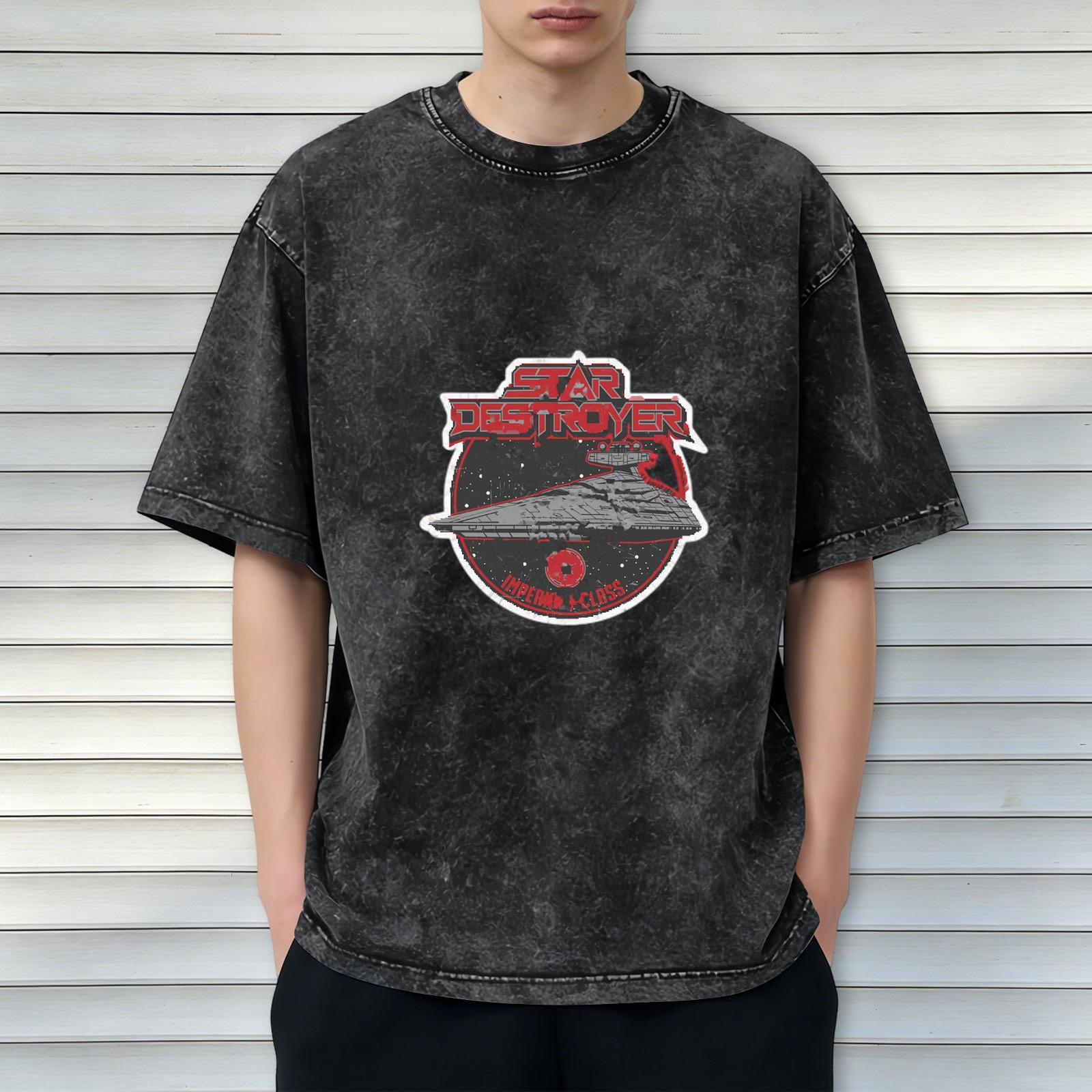 Star Destroyer Imperial-Class Graphic Acid Wash T-Shirt