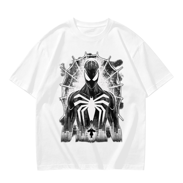 Olive T-shirt with Black Spider-Man Symbiote Suit Web Print