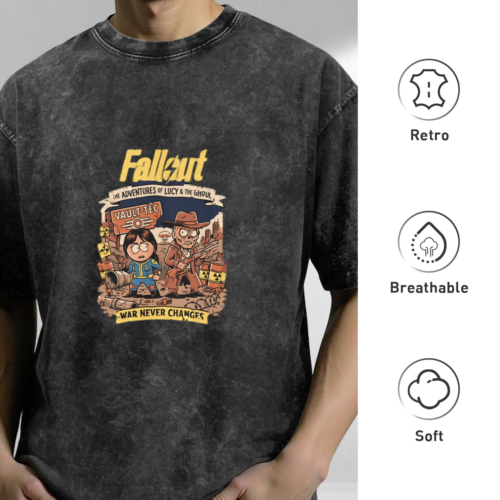 Fallout Lucy and Ghoul War Never Changes Vintage Washed T-Shirt
