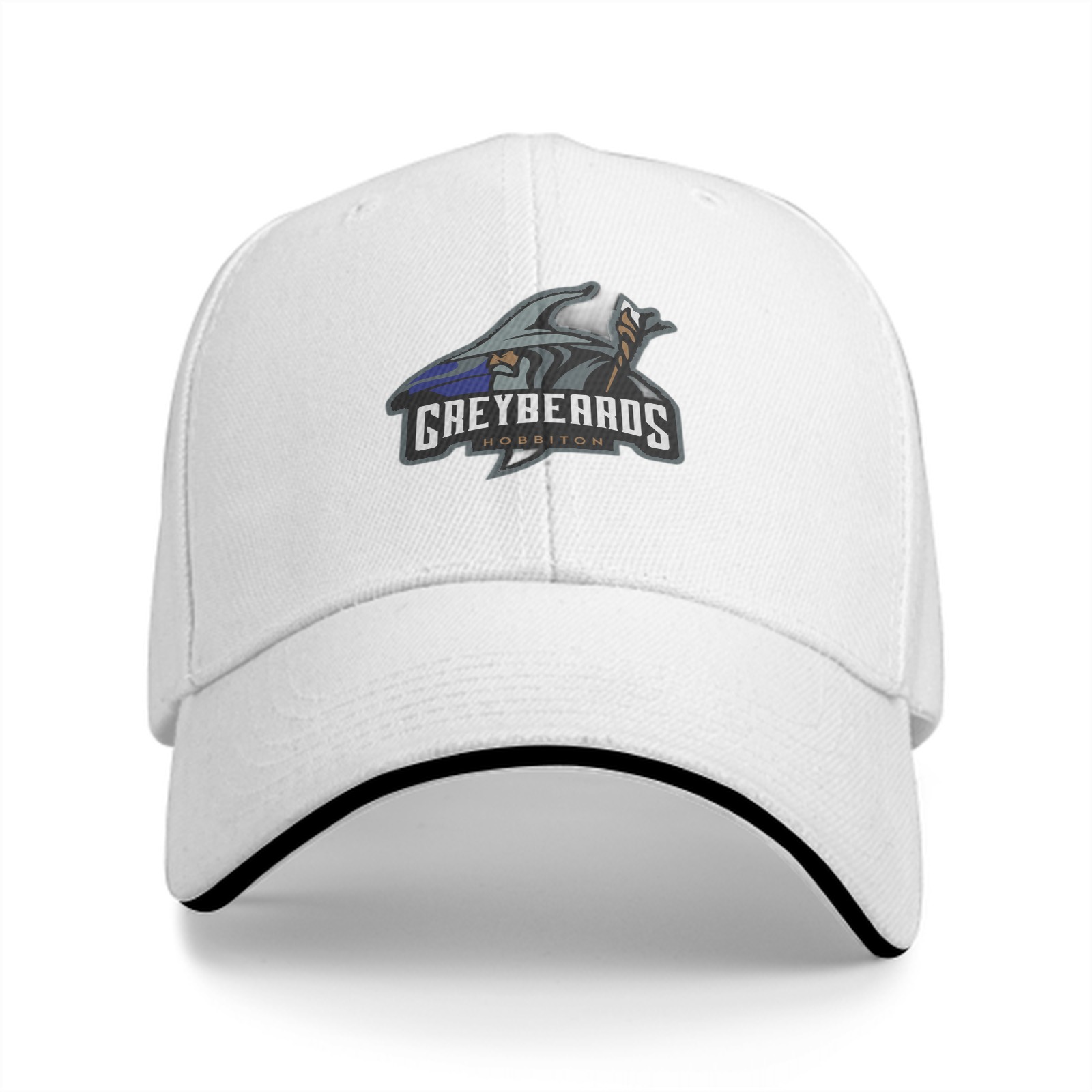 Black baseball cap with Greybeards Hobbiton wizard logo