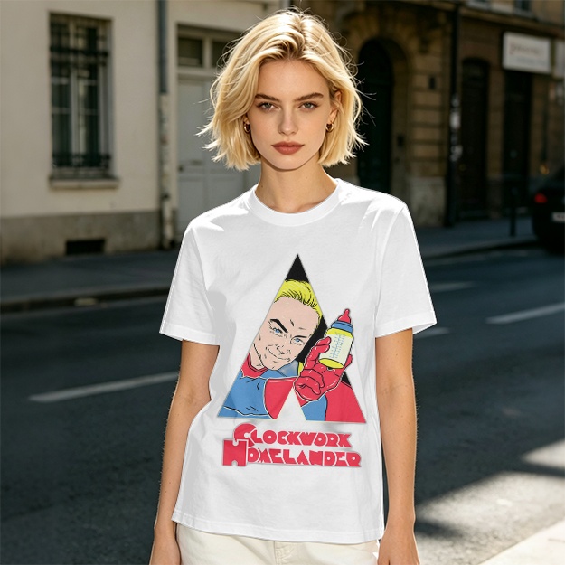 Olive Graphic T-Shirt with Clockwork Homelander Artwork