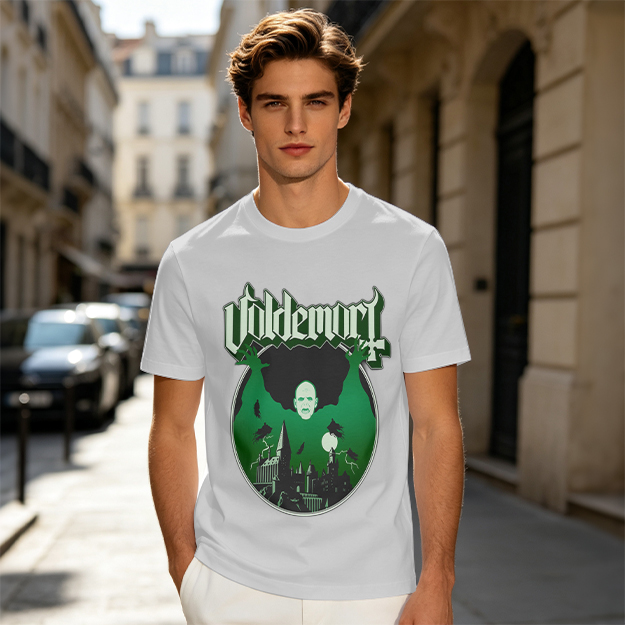 Olive T-shirt with Voldemort Dark Fantasy Graphic Print