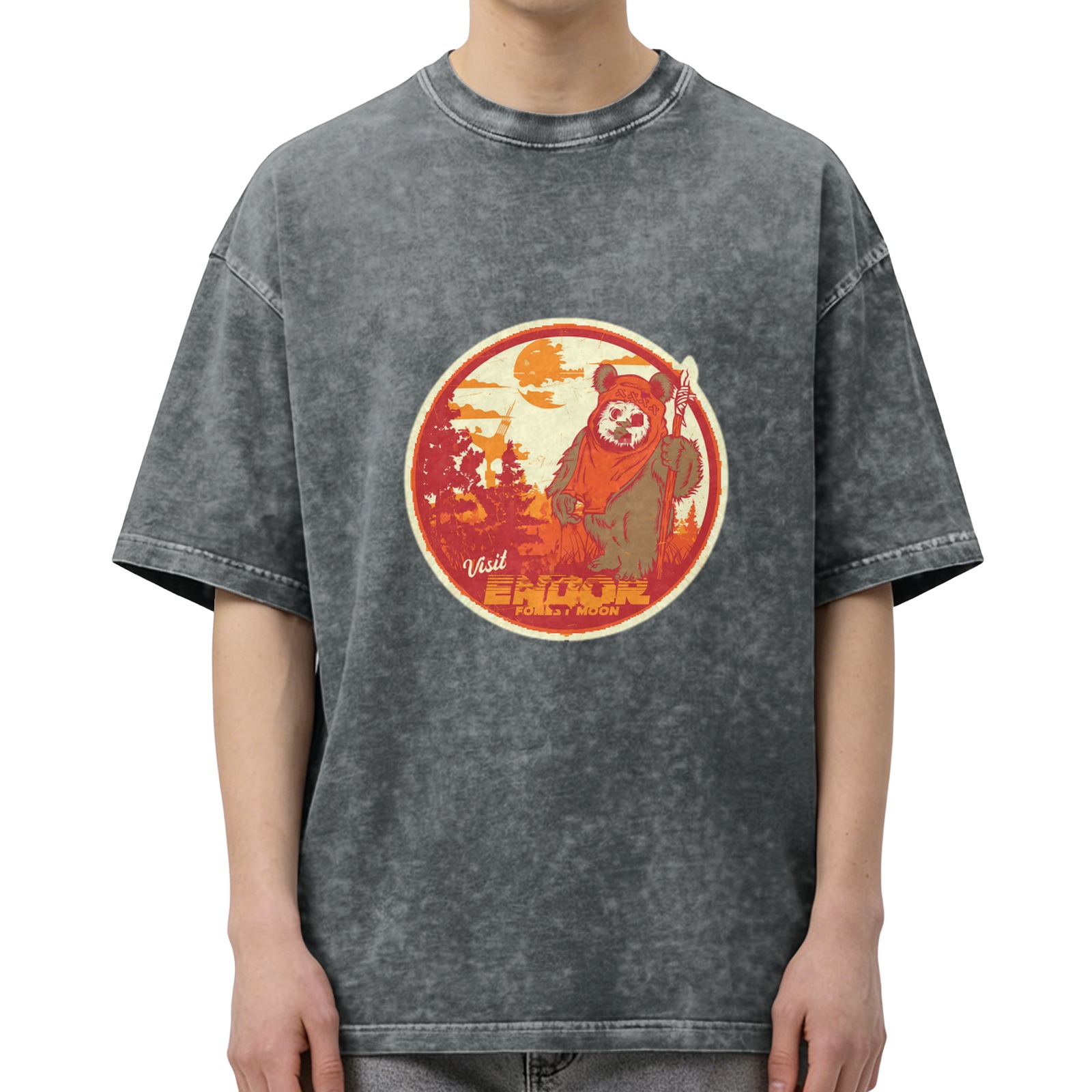 Star Wars Ewok Visit Endor Forest Moon Vintage Graphic Acid Wash T-shirt