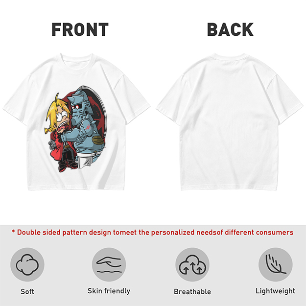Fullmetal Alchemist Elric Brothers Cartoon Graphic T-Shirt