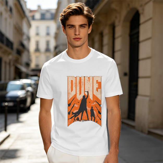 Dune Themed Silhouette Graphic Print Olive T-Shirt