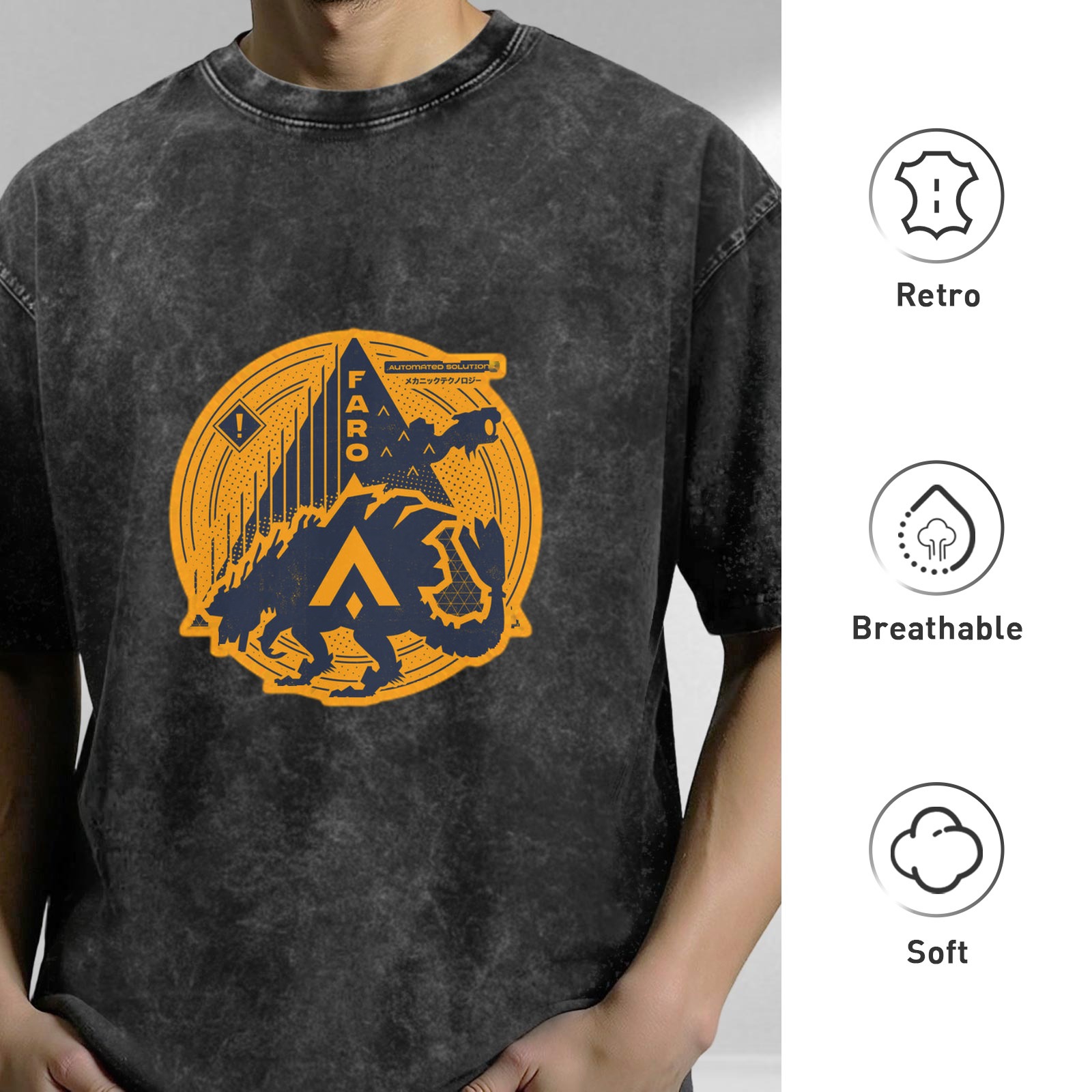 FARO themed acid wash graphic t-shirt