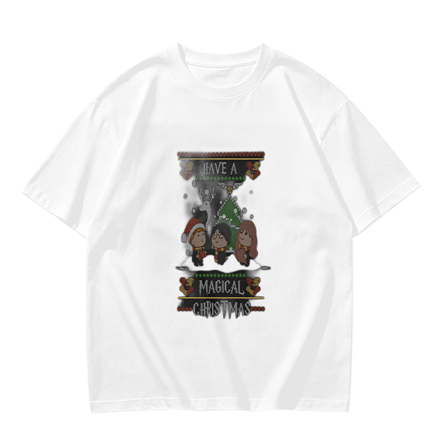 Olive T-Shirt With Magical Christmas Harry Potter Themed Print