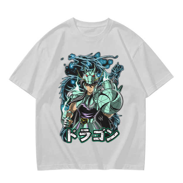 Olive T-shirt with Dragon Saint Seiya Anime Graphic Print