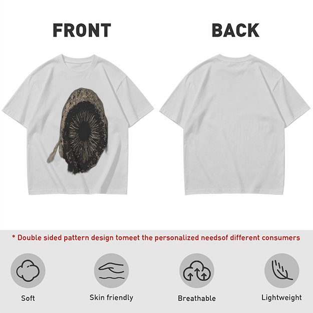 Olive Green T-Shirt With Mushroom Spore Print Graphic