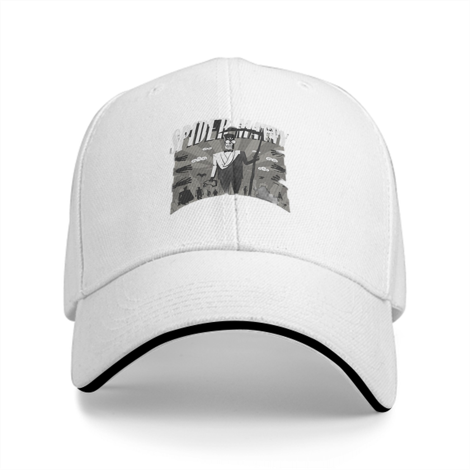 Black baseball cap with Spider Manny graphic print