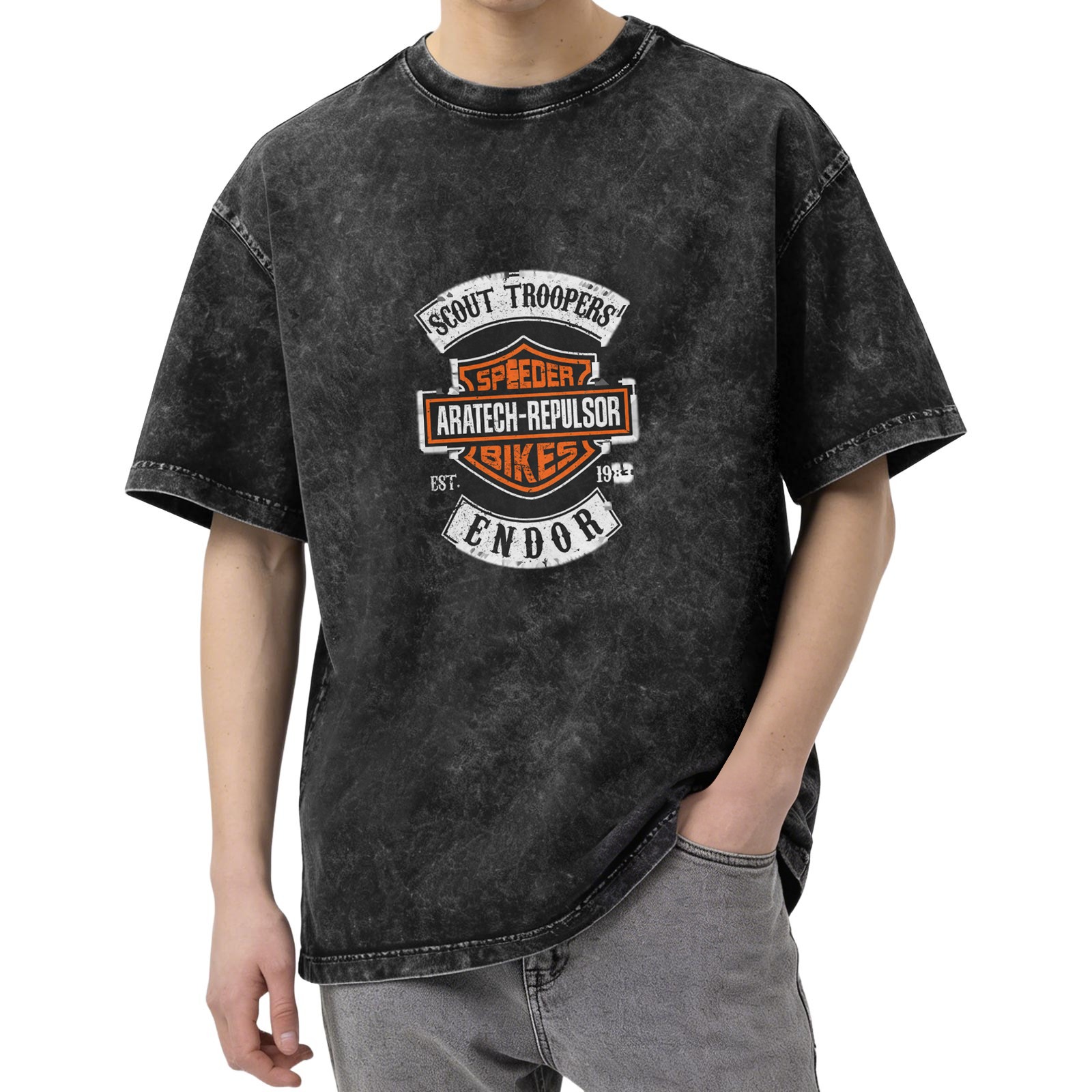 Star Wars Scout Troopers Endor Speeder Bikes Acid Wash T-Shirt