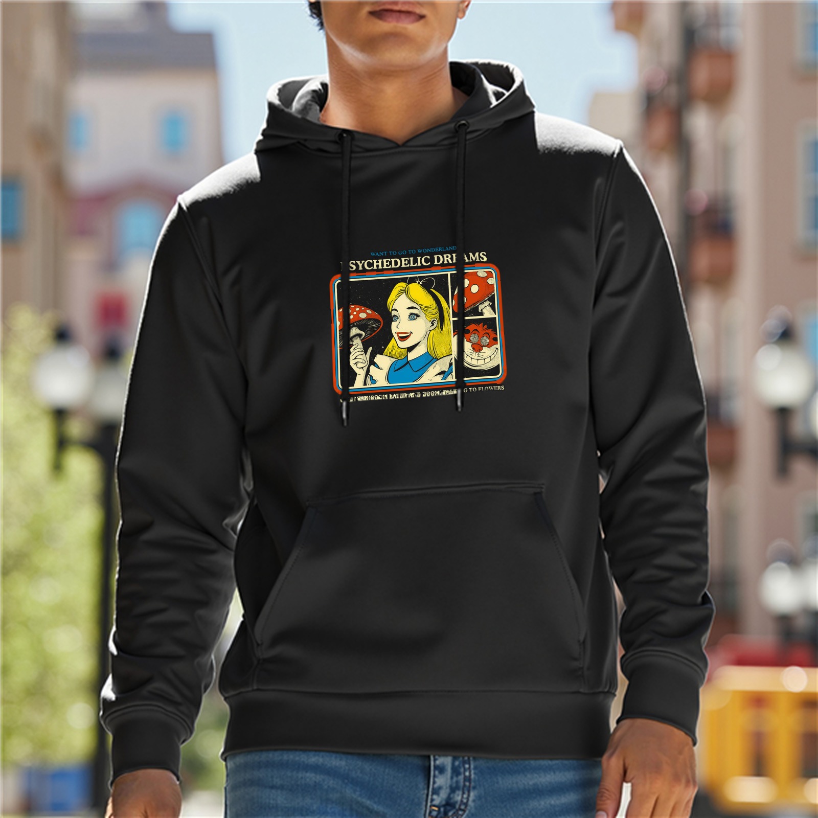Psychedelic Dreams Alice in Wonderland Graphic Hoodie