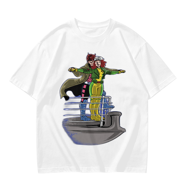 X-Men Rogue and Gambit Titanic pose graphic t-shirt