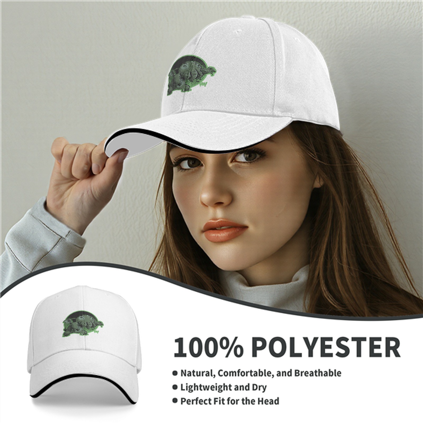 Black Baseball Cap with Green Cthulhu Monster Graphic