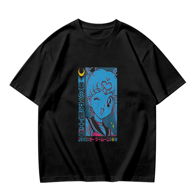 Olive anime graphic t-shirt with magical girl character print