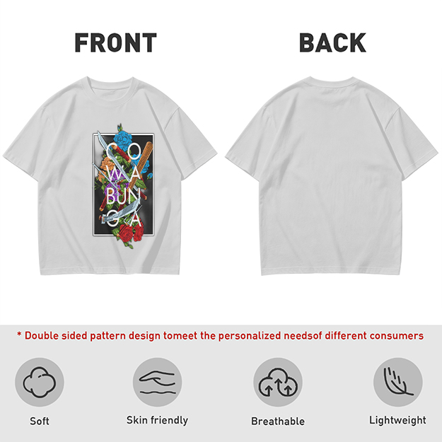 Olive Graphic T-Shirt with Cowabunga Floral Weapon Art