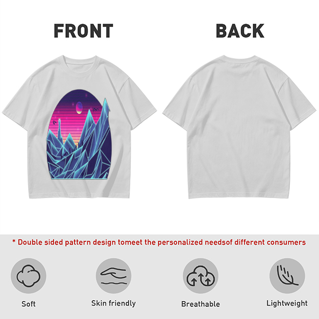 Olive T-Shirt With Synthwave Crystal Mountain Sunset Art