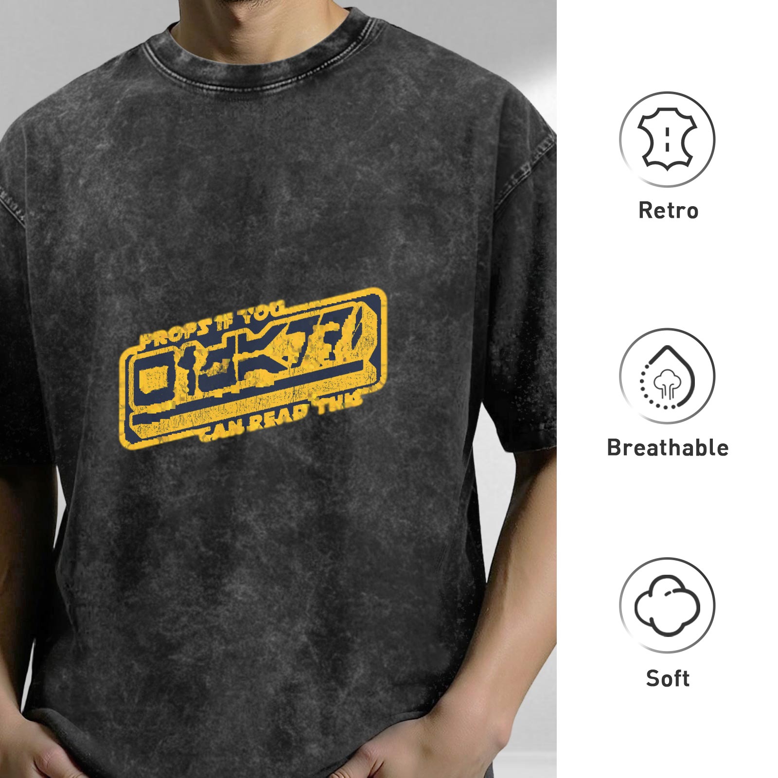 Washed Black Graphic T-Shirt With Star Wars Inspired Props If You Can Read This Design